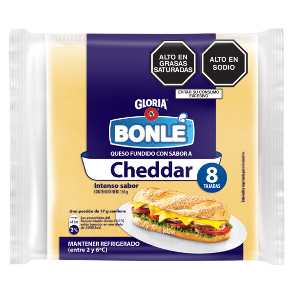 QUESO FUNDIDO EN TAJADAS SABOR CHEDDAR BONLÉ